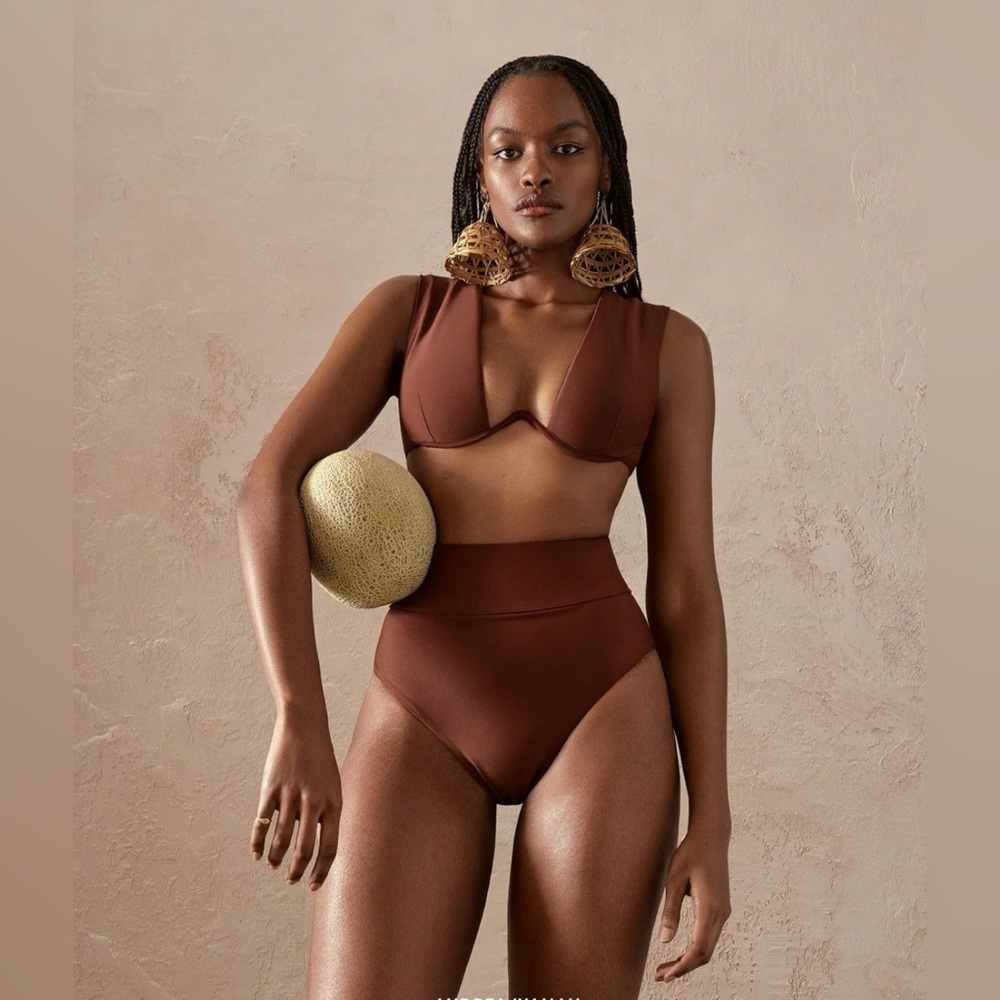 Andrea Iyamah Brown Bikini bottom
